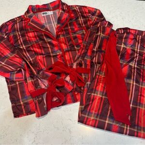 Beach Riot Red Plaid Women's Pajama Set
